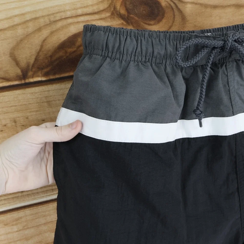 Islander Swim Trunks w/Liner Boys Sz M Black Colorblock Stretch Waist Drawstring